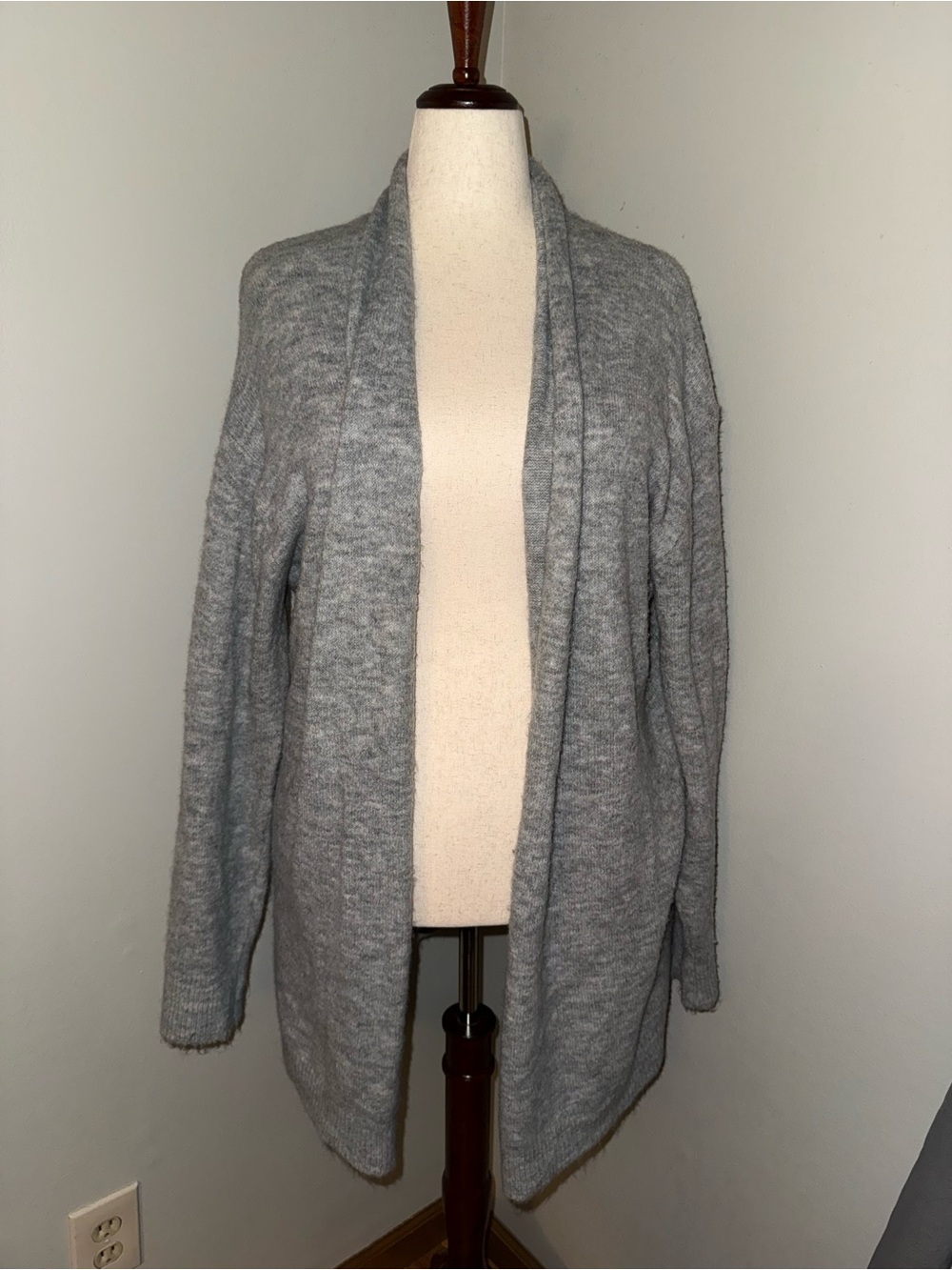 Ava & Viv Light Gray Open-Front Women's Cardigan